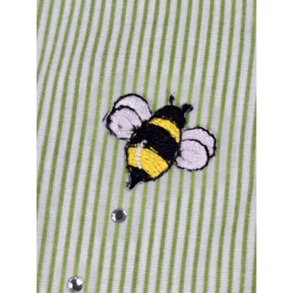 Tia Designs Shirt Green Gingham Womens 2X Bee Floral Embroiderd CottageCore‎ - Picture 12 of 16